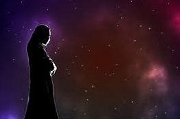 Girl tentatively looks in the universe